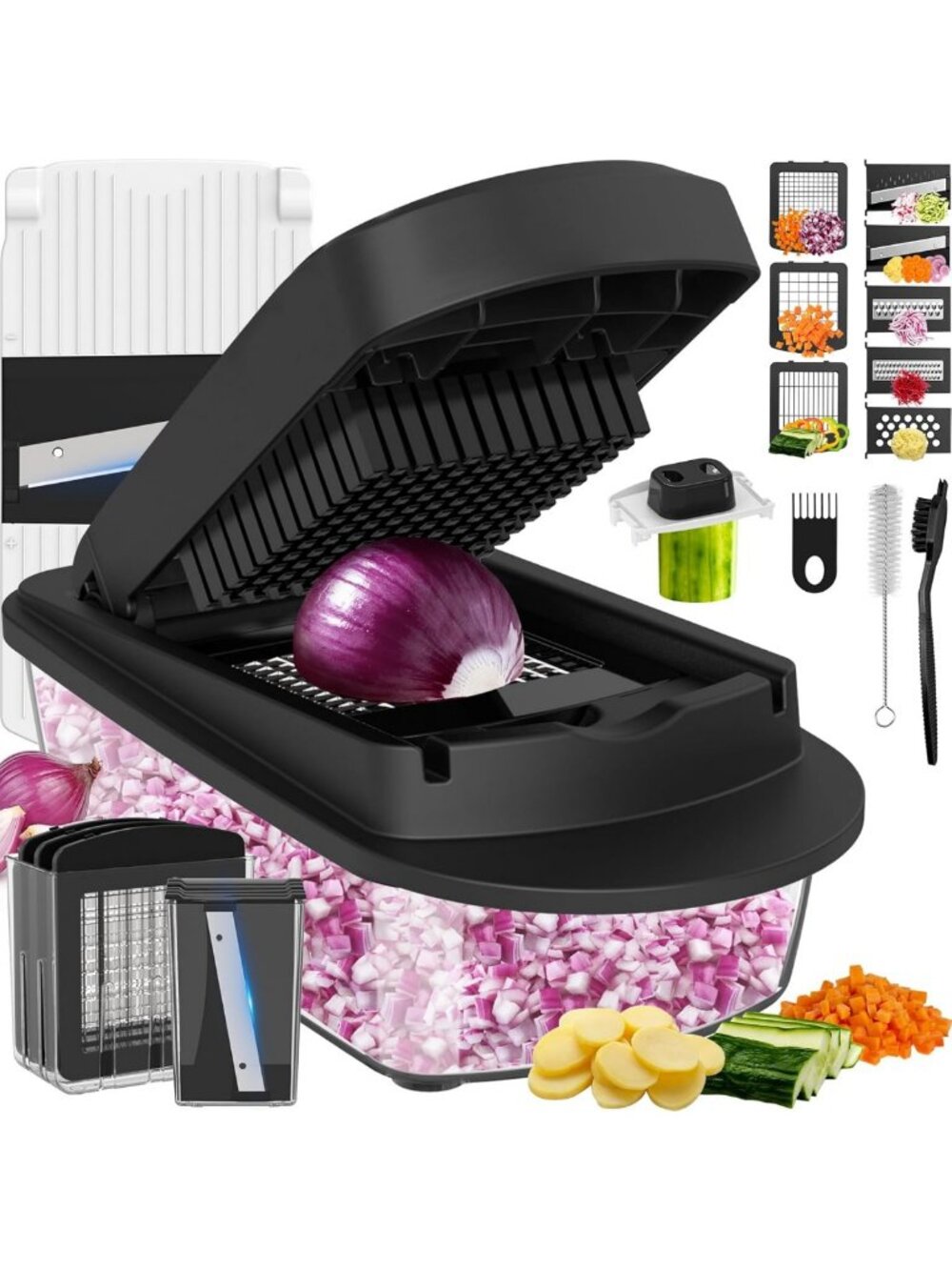 8-Blade Kitchen Chopper Slicer Grater Set - Versatile Cooking Tool & Gadget